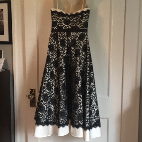 ABS Allen Schwartz Satin and Lace Prom/Party Dress - Picture 2 of 4